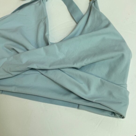 Buff Bunny Candy Wrap Sports Bra Sz L  Blue Cross Strap Back - Picture 6 of 8